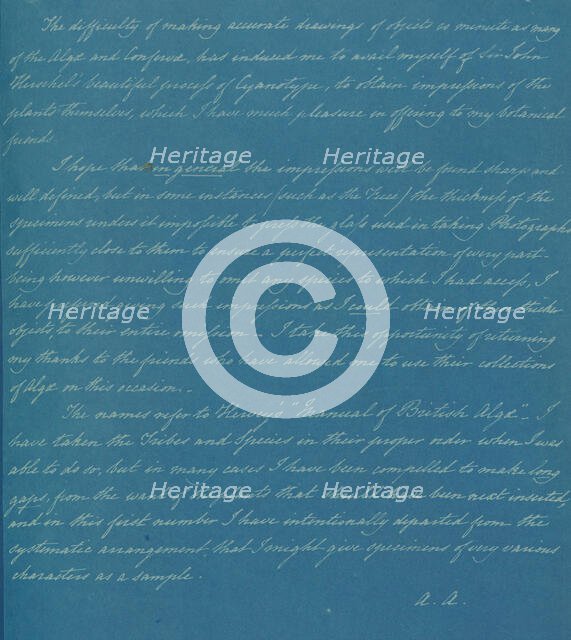 [Dedication Page 2], ca. 1853. Creator: Anna Atkins.