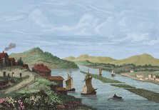 View of the city of Hudson, from the north looking south, United States, 1850. Creator: Jacques Gerard Milbert.