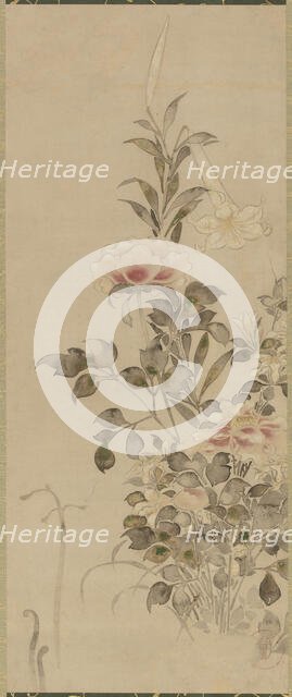 Peonies and lilies, Momoyama or Edo period, 1568-1615. Creator: Sôtatsu.