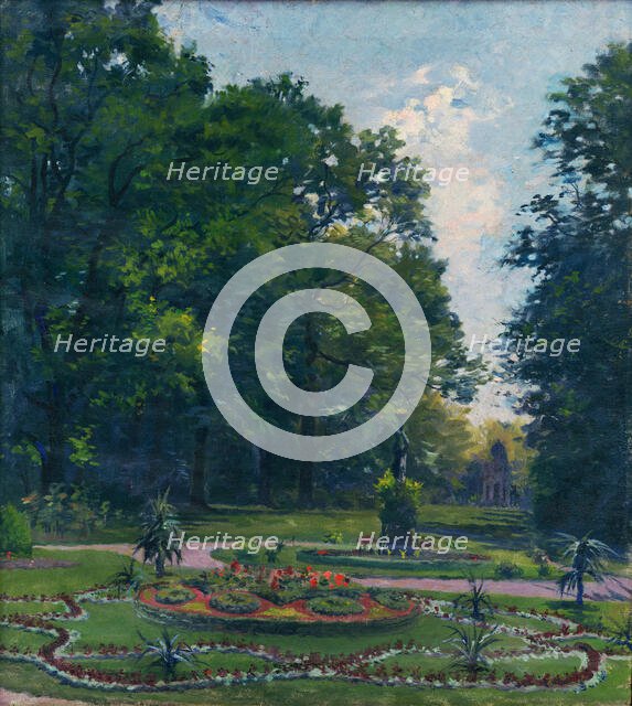 Park in Petrzalka, around 1911. Creator: Gustav Mally.