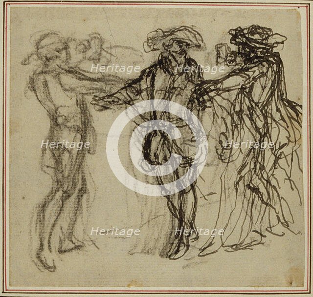 Study for a second edition, never published, of Colle's "La Partie de Chasse de Hen..., before 1766. Creator: Hubert Francois Gravelot.