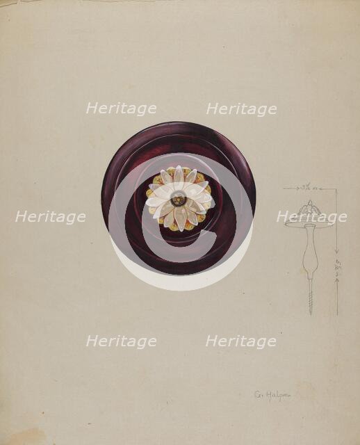 Curtain Tie-back, c. 1937. Creator: Grace Halpin.