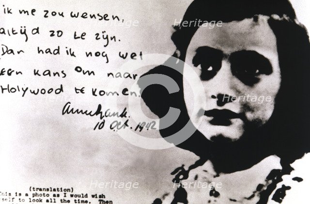 Anne Frank (Annelies Marie, called) (1929-1945), Jewish girl who died in the concentration camp o…