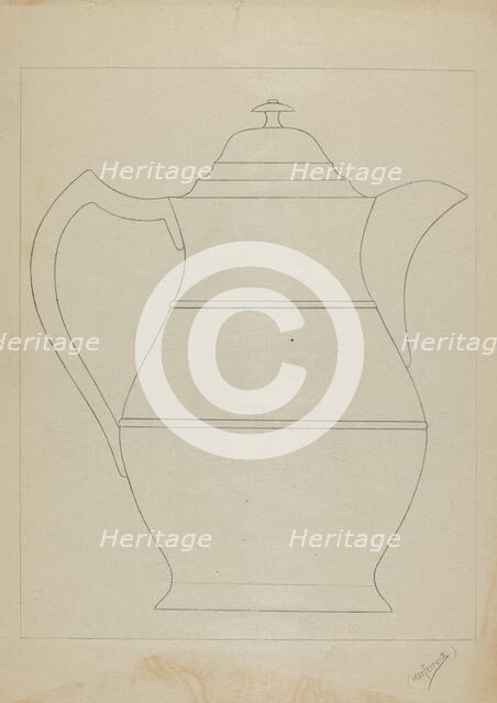 Covered Water Pitcher, 1936. Creator: Mario De Ferrante.