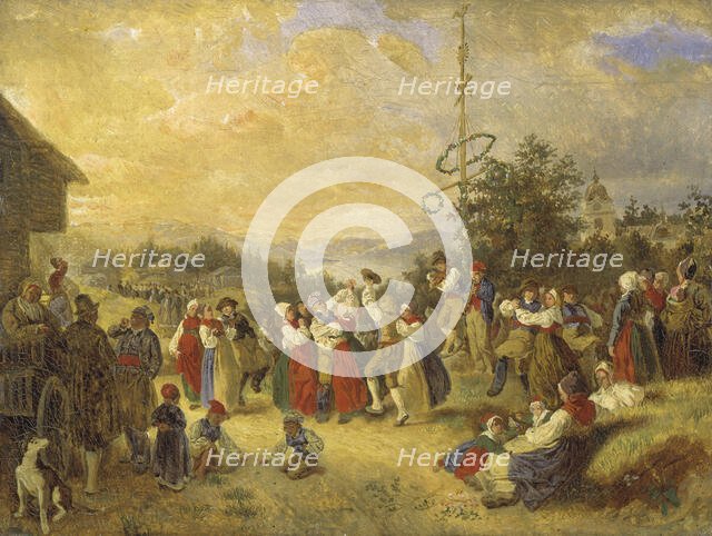 Midsummer Dance at Rättvik, 1852. Creator: Kilian Christoffer Zoll.