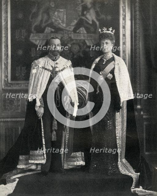 'King George V and Queen Mary at their first opening of Parliament', 6 February 1911, (1951). Creator: W&D Downey.