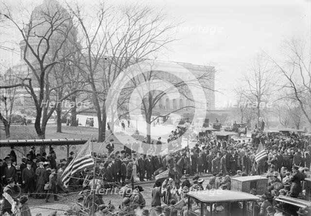 Inaugural Ceremony - Crowds Collecting, 1913. Creator: Harris & Ewing.