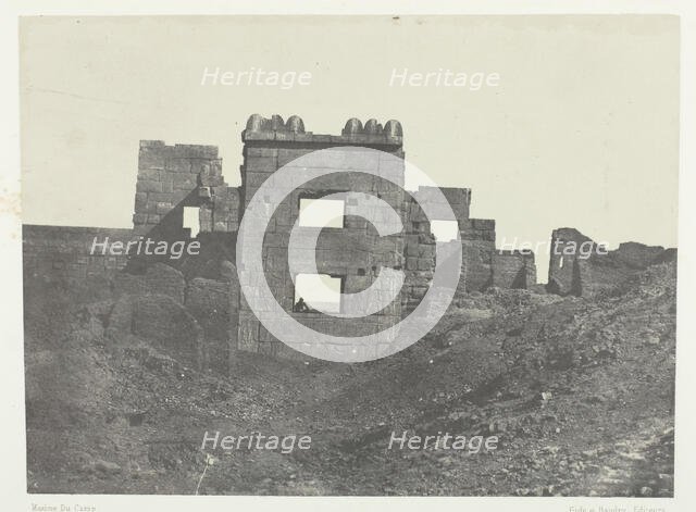 Médinet-Habou, Façade Orientale du Gynécée de Ramsès-Mèiamoun; Thèbes, 1849/51, printed 1852. Creator: Maxime du Camp.