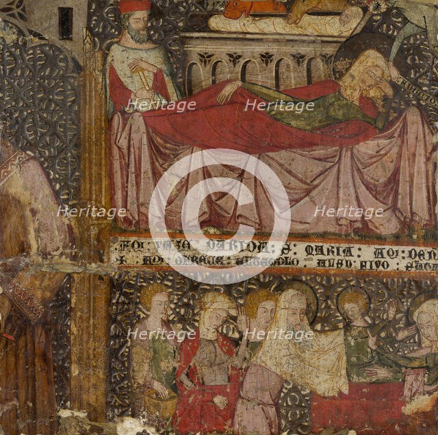 Fragment of an Altarpiece with a Standing Saint, The Birth of Christ, and..., 14th century. Creator: Spanish Master first half of the 14th century.