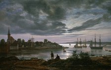 Larvik by Moonlight. Artist: Dahl, Johan Christian Clausen (1788-1857)