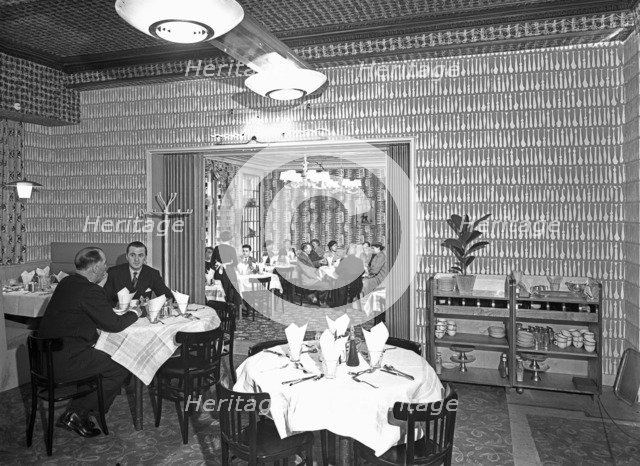 The Arcadian Restaurant with Art Deco wall covering, Barnsley Co-op, South Yorkshire, 1956. Artist: Michael Walters