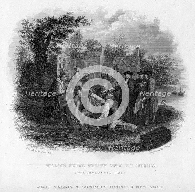 William Penn's Treaty with the Indians, Pennsylvania, 1681.Artist: J Rogers