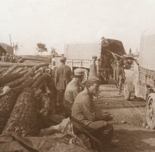 Trucks on the Voie Sacrée, Verdun, northern France, c1914-c1918.  Artist: Unknown.