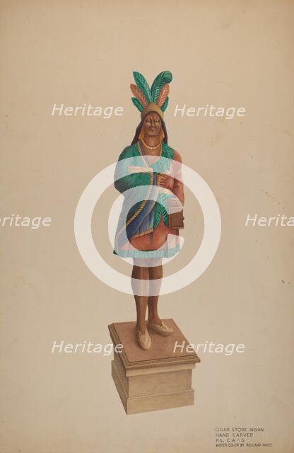 Cigar Store Indian, c. 1938. Creator: Rolland Ayres.