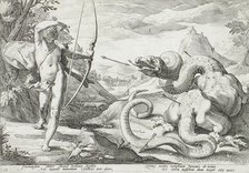 Apollo Killing the Python, published 1589. Creator: Hendrik Goltzius.