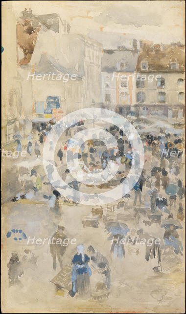 Variations in Violet and Grey—Market Place, Dieppe, 1885. Creator: James Abbott McNeill Whistler.