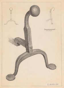 Andiron (one of pair), c. 1936. Creator: Arsen Maralian.