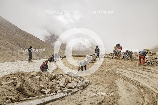 Road paving and repairs, Ladakh, India, 2023.  Creator: Peter Thompson.