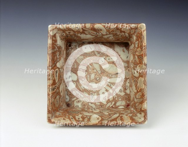 Jardiniere with glaze imitating pudding stone, Qianlong period, Qing dynasty, China, 1736-1795. Artist: Unknown