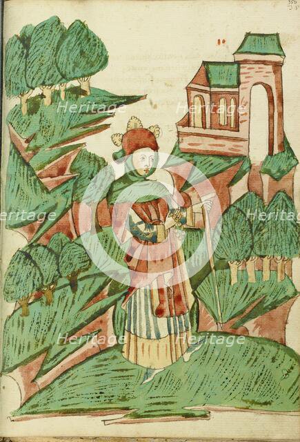 Josaphat as a Pilgrim; Barlaam und Josaphat, 1469. Creators: Hans Schilling, Diebolt Lauber.