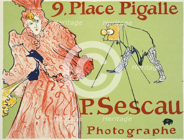 9, Place Pigalle, P. Sescau Photographe (Poster), 1894.  Artist: Henri de Toulouse-Lautrec