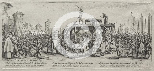 The Large Miseries of War: Execution on the Wheel, 1633. Creator: Jacques Callot (French, 1592-1635).