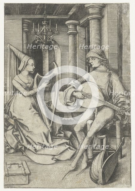 Luteplayer and Harpist, Late 15th cen..