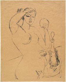 Nude Girl at her Toilette, 1912. Creator: Ernst Kirchner.