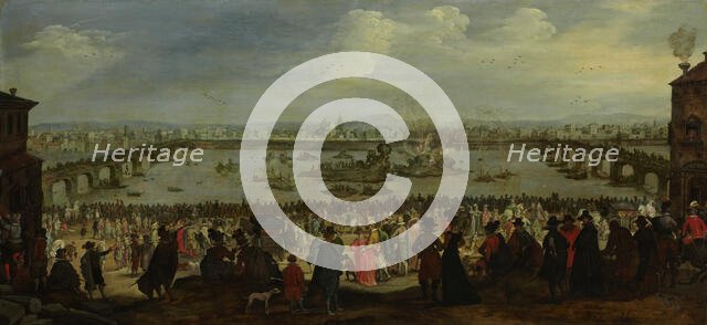 The Mock Battle between the Weavers' and the Dyers' Guilds on the Arno in Florence...after 1619. Creator: Dutch Master.