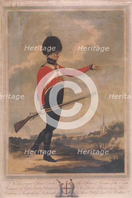 Military figure wearing the uniform of the tenth regiment of Loyal London Volunteers, 1804. Artist: Charles Tomkins