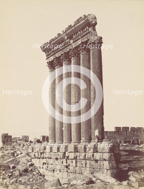 The Temple of the Sun at Baalbec, ca. 1870. Creator: Felix Bonfils.
