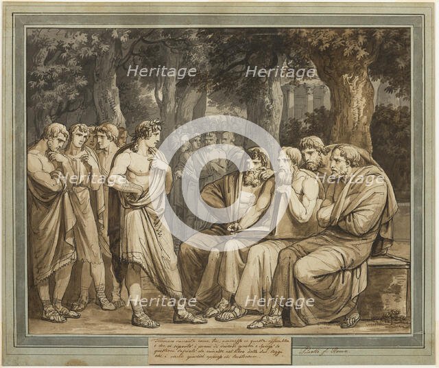 Telemachus Describes How He Was Admitted into the Assembly in Crete, from The..., 1808. Creator: Bartolomeo Pinelli.