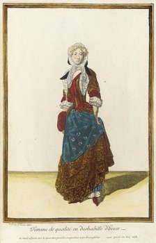 Recueil des modes de la cour de France, 'Femme de Qualité en Deshabille d'Hiuer', 1678. Creator: Jean de Dieu.
