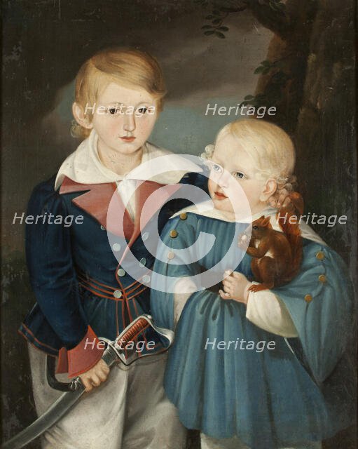 Portrait of August and Jan Sachark, c1835. Creator: Franciszek Charugiewicz.