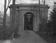 Entrance to the orangery of the gardens at Kijkuit, John D. Rockefeller's estate..., c1916-1918. Creator: Arnold Genthe.