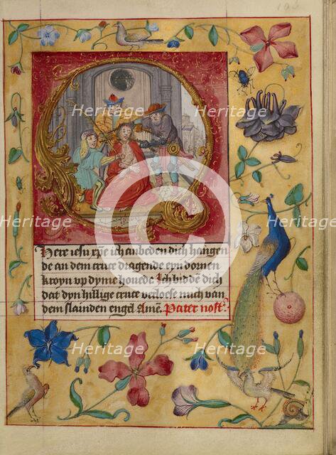 Initial O: The Crowning with Thorns; Book of Hours, about 1500. Creator: Workshop of Gerard Horenbout.
