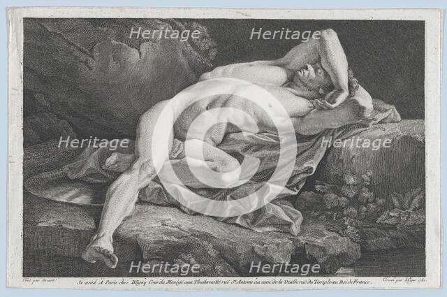 Study of Male Nude, 1762. Creator: Simon Charles Miger.