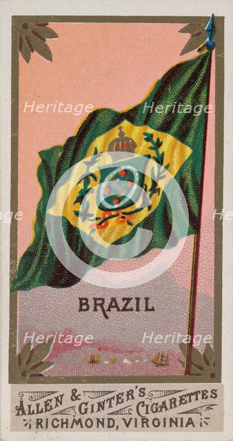 Brazil, from Flags of All Nations, Series 1 (N9) for Allen & Ginter Cigarettes Brands, 1887. Creator: Allen & Ginter.