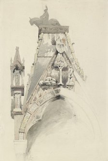 Study of the North Gable of the Tomb of Mastino II della Scala, Verona, probably June 1852. Artist: John Ruskin.
