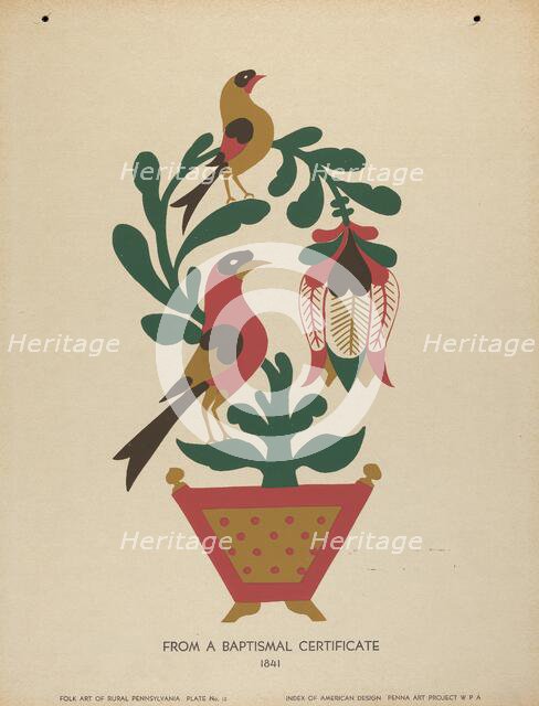 Plate 12: From Portfolio "Folk Art of Rural Pennsylvania", c. 1939. Creator: Unknown.