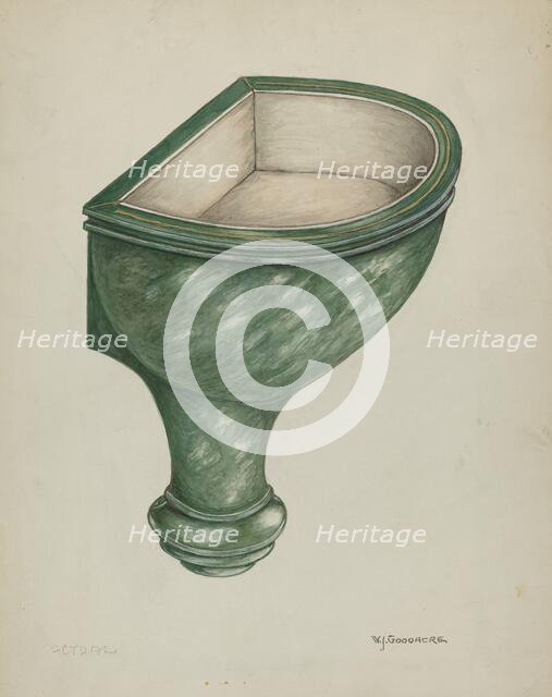 Holy Water Font, Santa Barbara, 1935/1942. Creator: W. J. Goodacre.