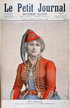 Mlle Delna, portraying a vivandiere in the comic opera, 'La Vivandiere', 1895. Artist: Henri Meyer