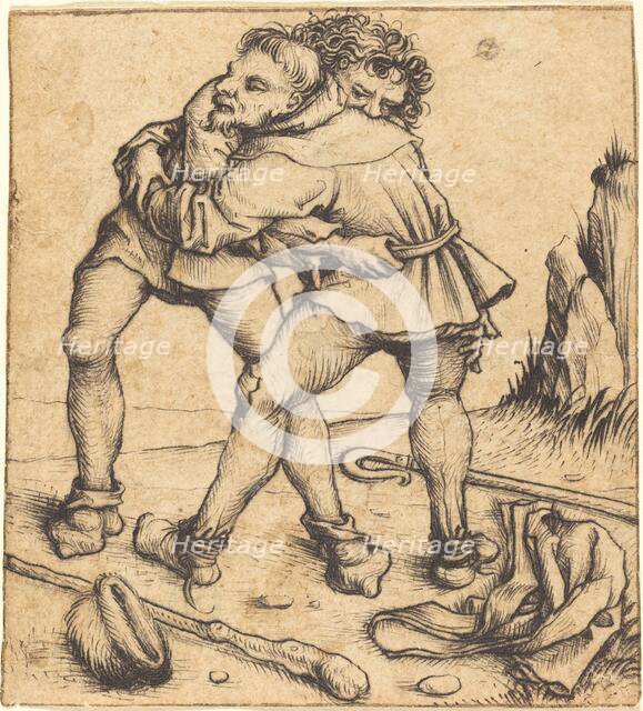 Two Peasants Fighting, c. 1475/1480. Creator: Master of the Housebook.