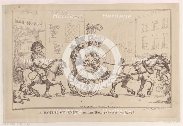 A Bankrupt Cart, or The Road to Ruin in the East!, November 5, 1799., November 5, 1799. Creator: Thomas Rowlandson.