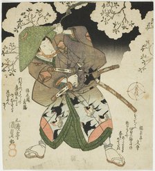 The actor Onoe Kikugoro III as Nagoya Sanza in the play "Sato no Haru Meibutsu Amigasa," p..., 1827. Creator: Utagawa Kunisada.