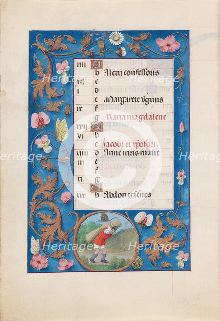 Hours of Queen Isabella the Catholic, Queen of Spain: Fol. 8v, July, c. 1500. Creator: Master of the First Prayerbook of Maximillian (Flemish, c. 1444-1519); Associates, and.