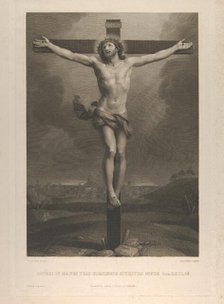 Christ on the cross, a town in the background, after Reni, 1850-88. Creator: Antonio Dalco.