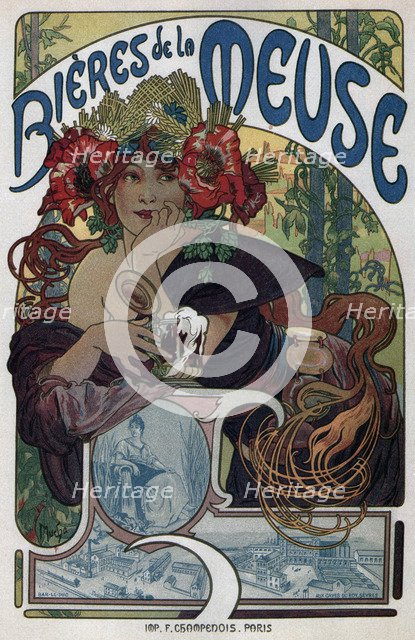 Poster for the Bieres de la Meuse, 1897. Artist: Mucha, Alfons Marie (1860-1939)
