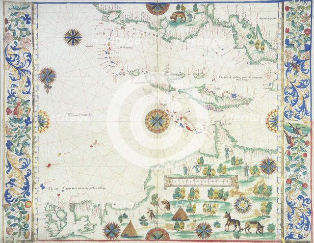 Map of the Caribbean, 1542.  Creator: John Rotz.