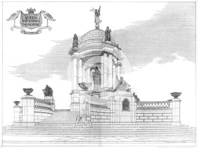 The Queen Victoria memorial, Liverpool, Merseyside, 1906.Artist: Ralph Keighley